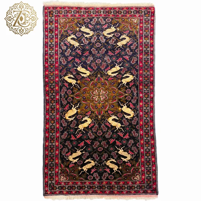 فرش دستبافت 2متری تمام پشم نقش آهویی بلوچ بافت سنگان کد020016