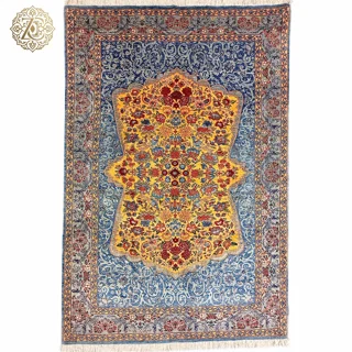 فرش دستبافت 6متری پشم دستریس نقش افرینش قشقایی 50رج رنگ گیاهی کد060011