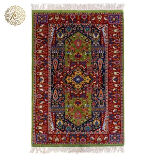 فرش دستبافت3متری پشم و گل ابریشم نقش قشقایی رنگ گیاهی کد030009