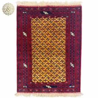 فرش دستبافت 1/5متری کف ابریشم نقش برگ تاکی بلوچ کد010009